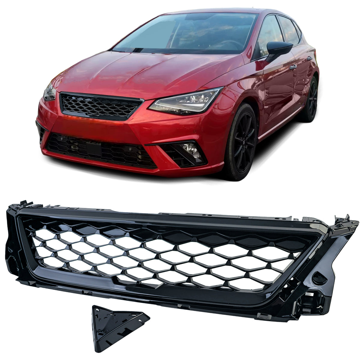 Griglia Sportiva Nera Lucida Wabendesign per Seat Ibiza 6F KJ dal 2017