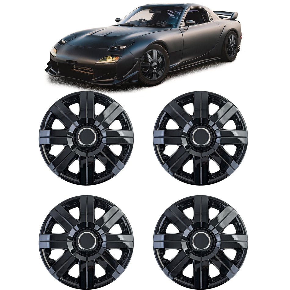 Tenzo-R II Coppe Ruota 16 Pollici Nero Lucido Set di 4 per Universale