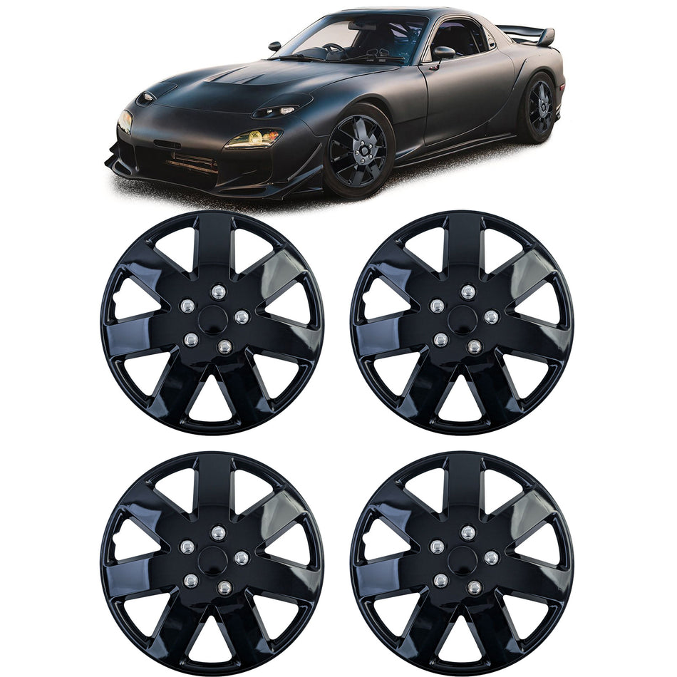 Tenzo-R XIII Coppe Ruota 16 Pollici Nero Lucido Set di 4 per Universale