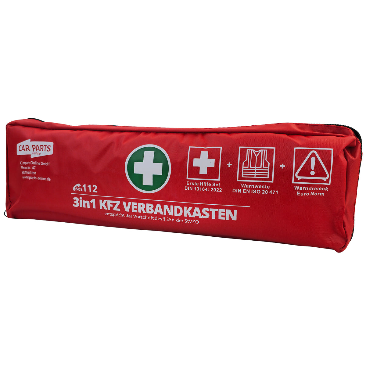 KFZ Verbandskasten 3 In1 Set Prima Emergenza DIN 13164 + Giubbotto + Triangolo