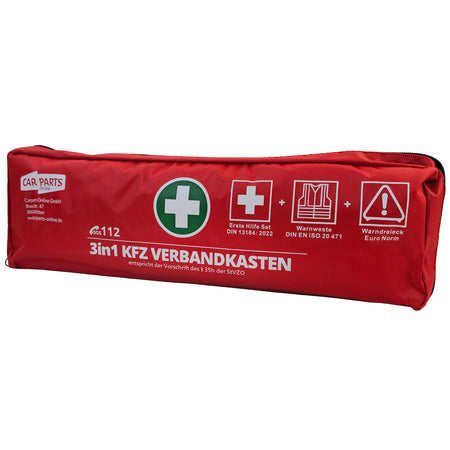 KFZ Verbandskasten 3 In1 Set Prima Emergenza DIN 13164 + Giubbotto + Triangolo