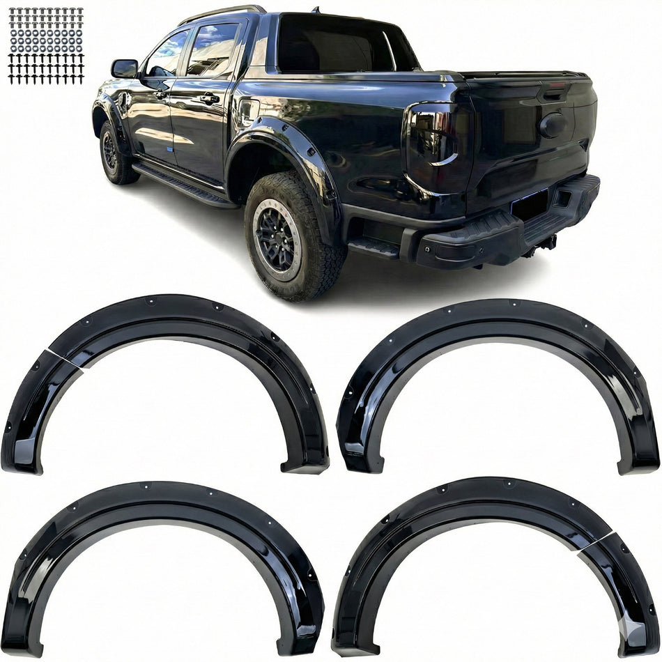 Allargamento Passaruota Set 6 Pezzi Lucido Nero per Ford Ranger T9 Dal 2023