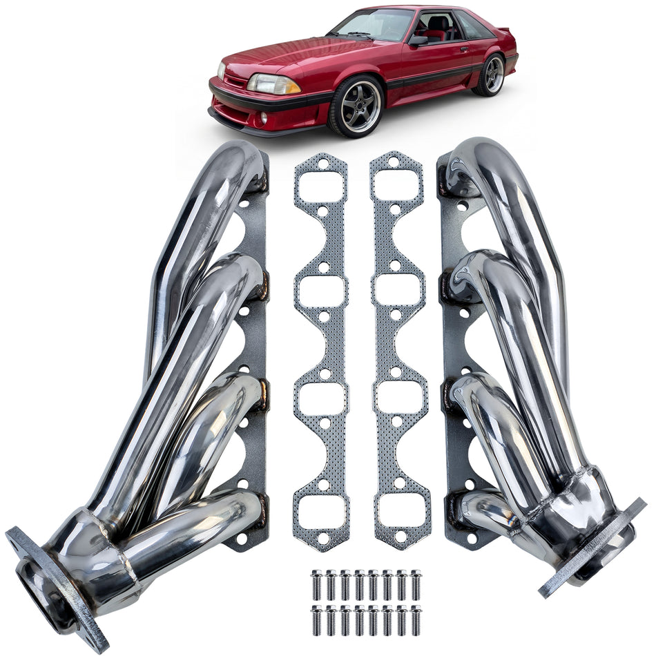 Collettori Scarico in Acciaio Inox Lucido per Ford Mustang 5.0L (1986-1995)
