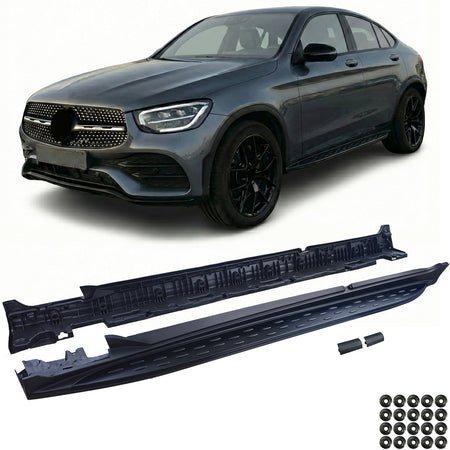 Pedane Laterali in Alluminio OE Style Nero Edition per Mercedes GLC X253 15-22