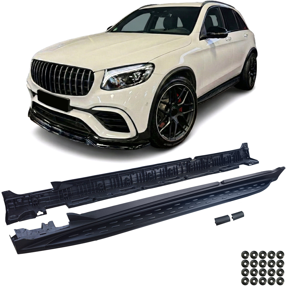 Pedane Laterali in Alluminio OE Style Nero Edition per Mercedes GLC X253 15-22