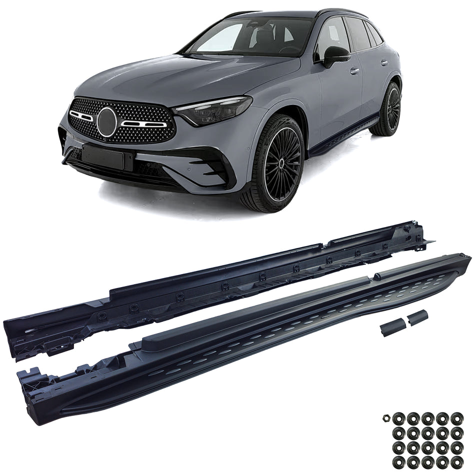 Pedane Laterali in Alluminio OE Style Nero Edition per Mercedes GLC C254 X254