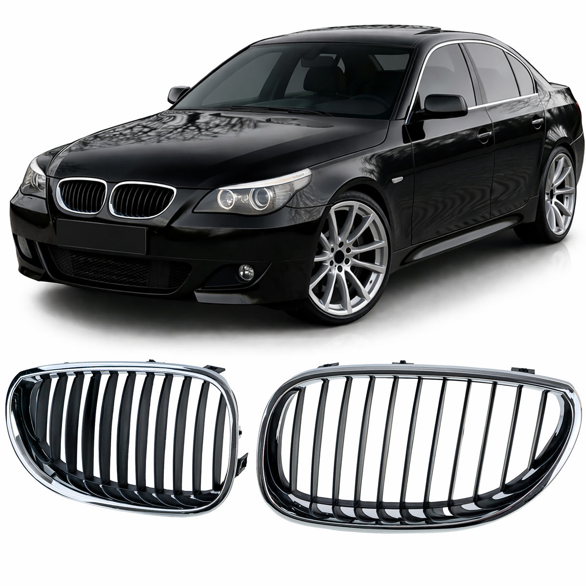 Griglia Sportiva Nera Cromata per BMW Serie 5 E60 E61 (2003-2010)