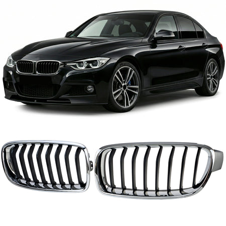 Griglia Anteriore Sportiva Nera/Cromata per BMW Serie 3 F30 F31 (2011-2019)
