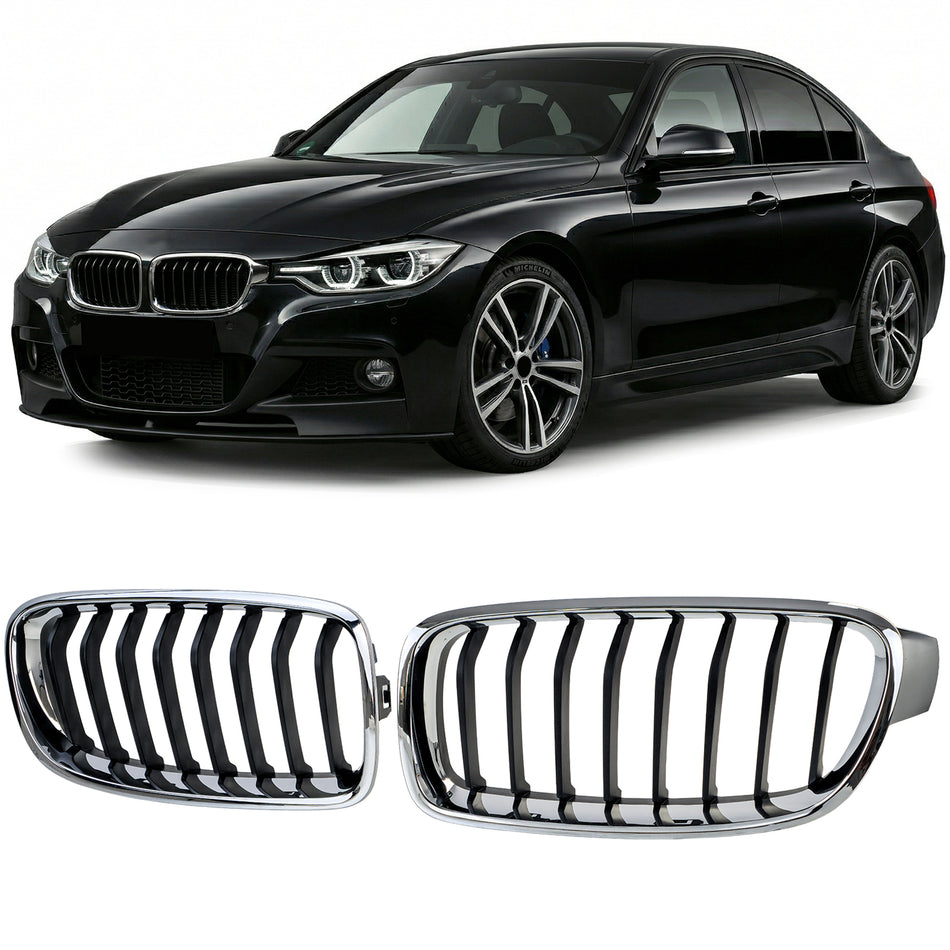 Griglia Anteriore Sportiva Nera/Cromata per BMW Serie 3 F30 F31 (2011-2019)