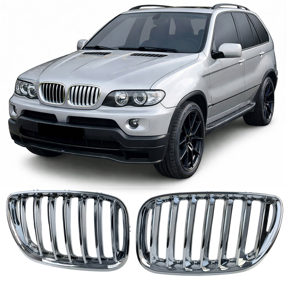 Griglia Sportiva Anteriore Cromata per BMW X5 E53 1999-2003