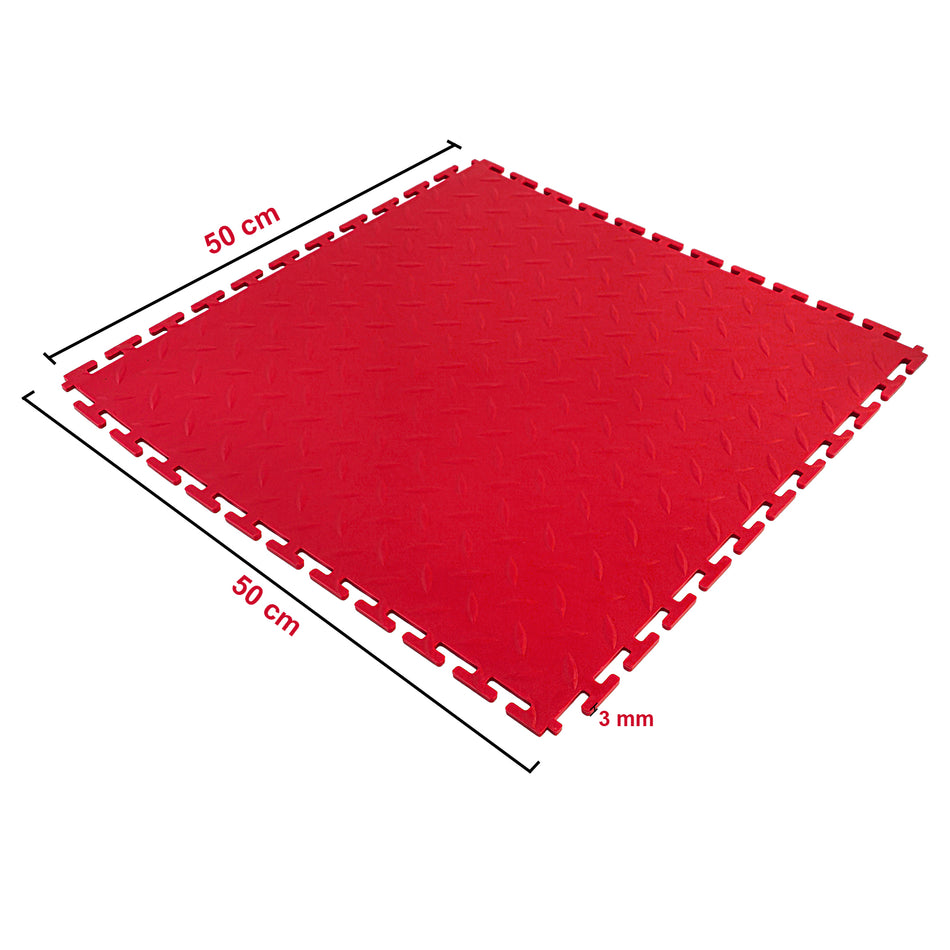 RAMROXX Performance PVC Fliese Showroom Floor Riffelboden Rosso 50x50cm