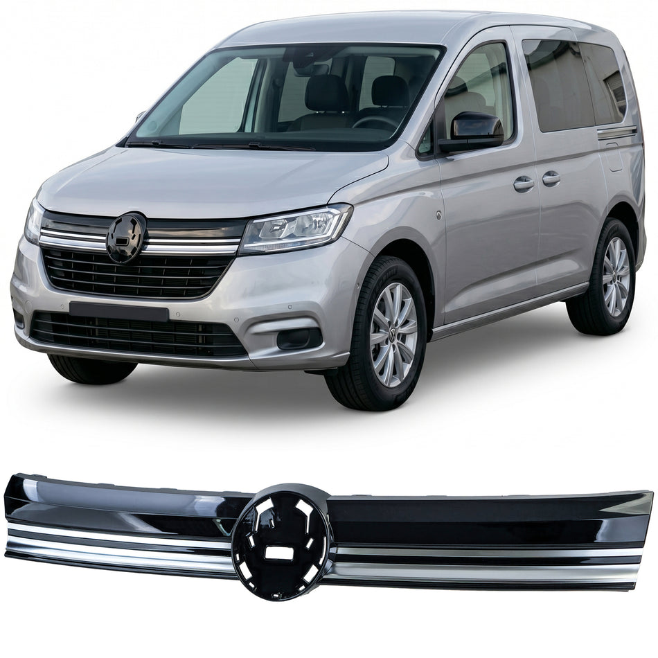 Griglia Anteriore Nera Lucida con Listelli Cromati per Volkswagen Caddy V SB