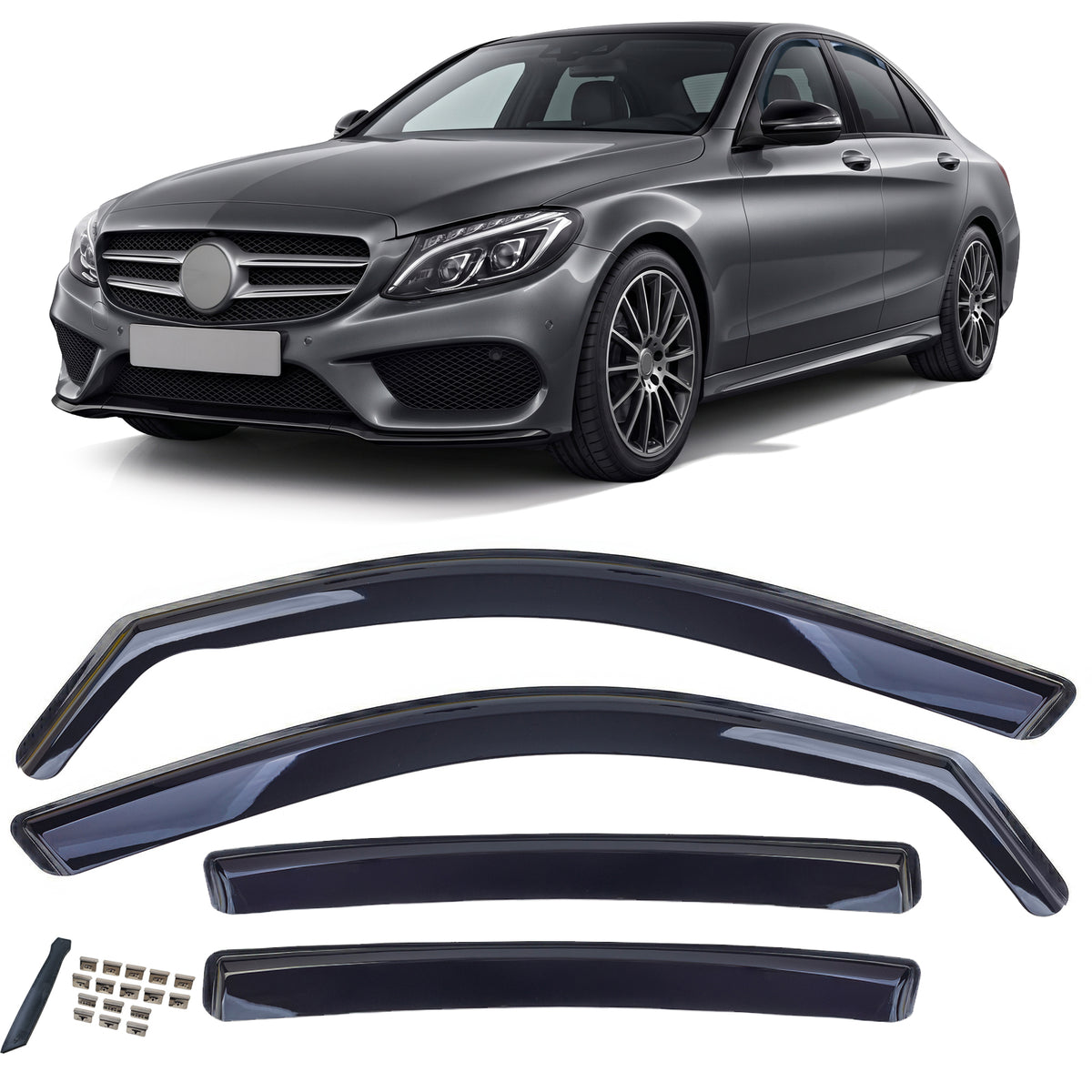 Deflettori Aria 4 Pezzi Neri per Mercedes Classe C W205 2014-2021