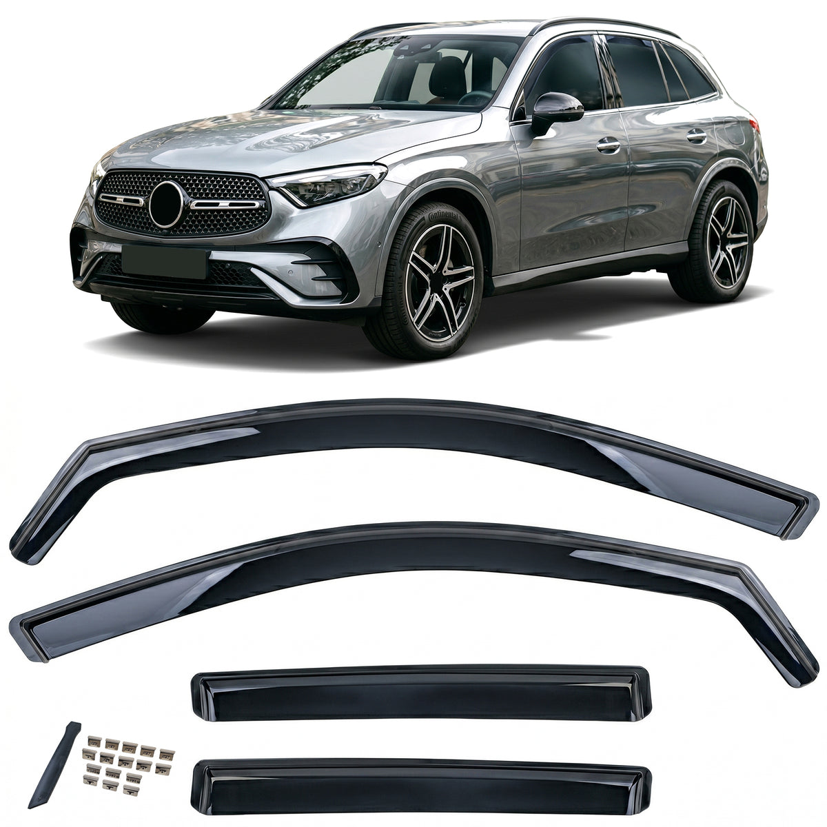Deflettori Aria 4 Pezzi Neri per Mercedes GLC X254 SUV Dal 2022