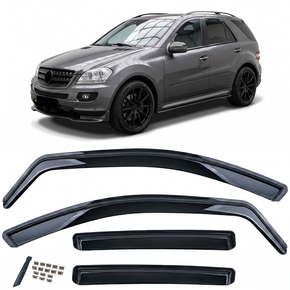 Deflettori Aria 2 Pezzi Neri per Mercedes ML W164 2005-2011, Montaggio Facile