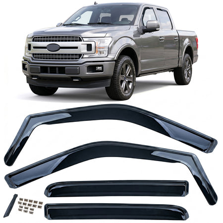 Deflettori Aria 2 Pezzi Neri per Ford F150 2014-2020, Montaggio Facile