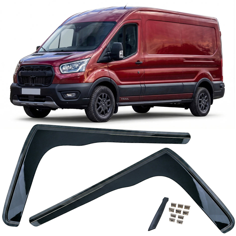 Deflettori Aria 2 Pezzi Neri per Ford Transit Dal 2013, Montaggio Facile