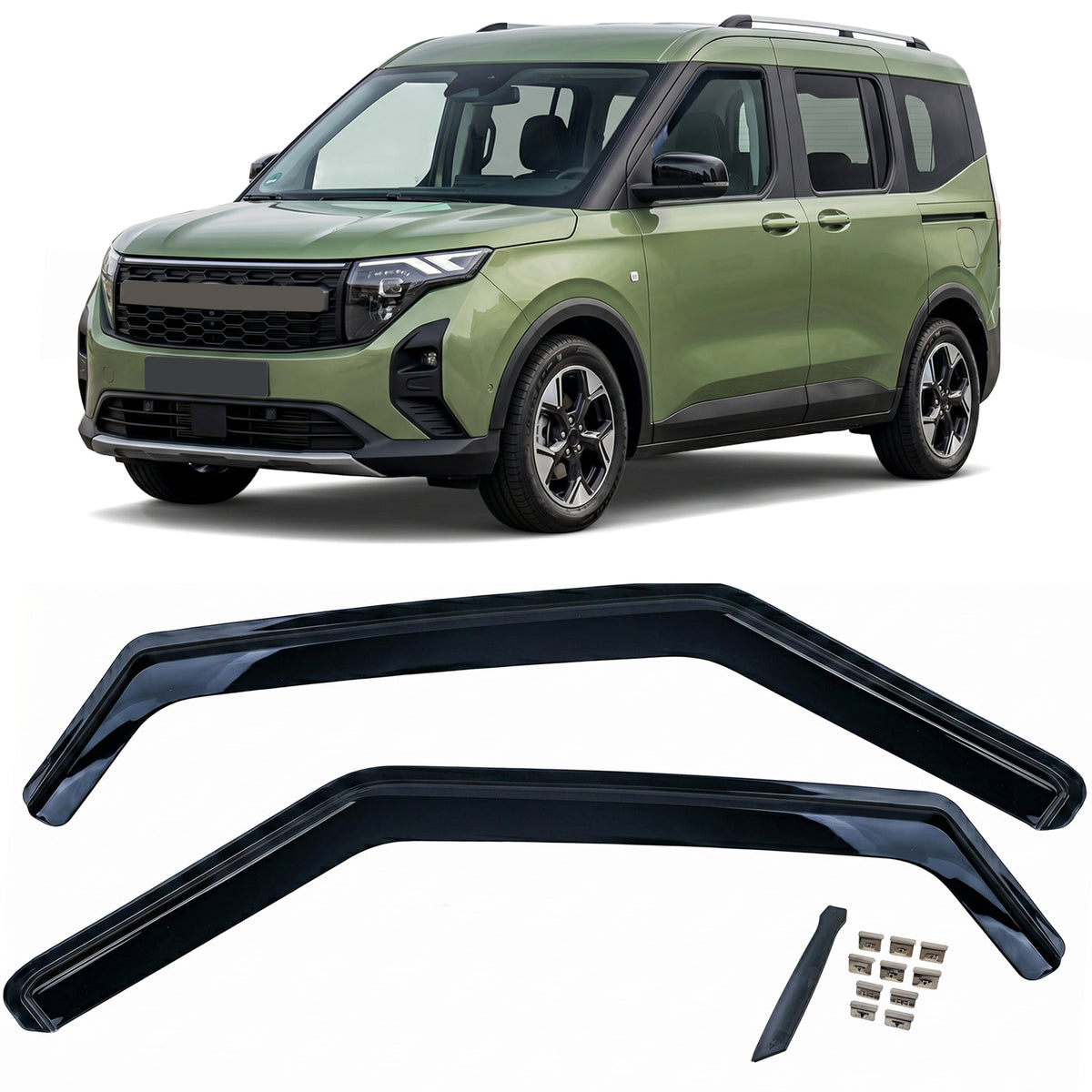 Deflettori Aria 2 Pezzi Neri per Ford Tourneo Courier dal 2023