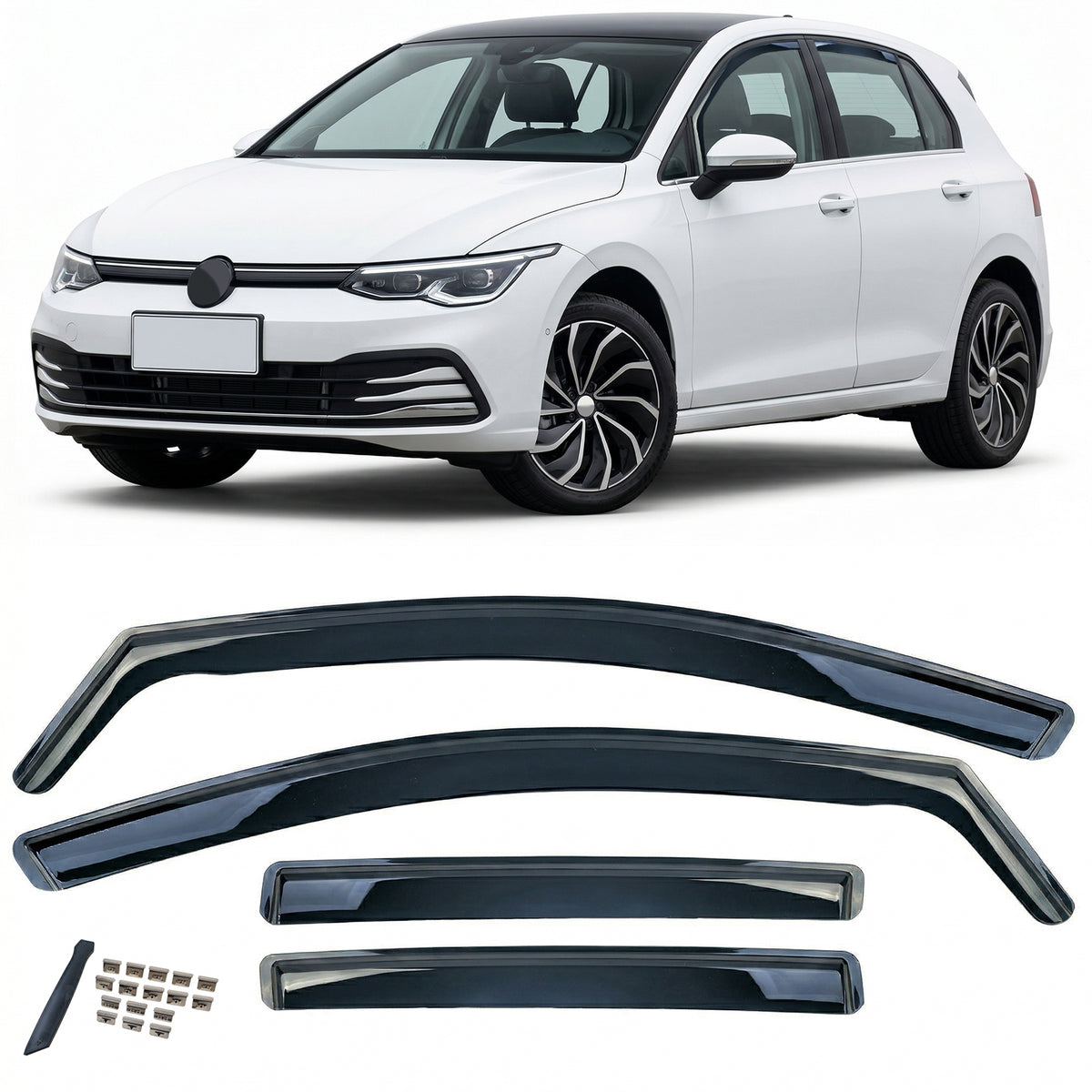 Deflettori Aria 4 Pezzi Neri Oscurati per Volkswagen Golf 8 (2019-2024)