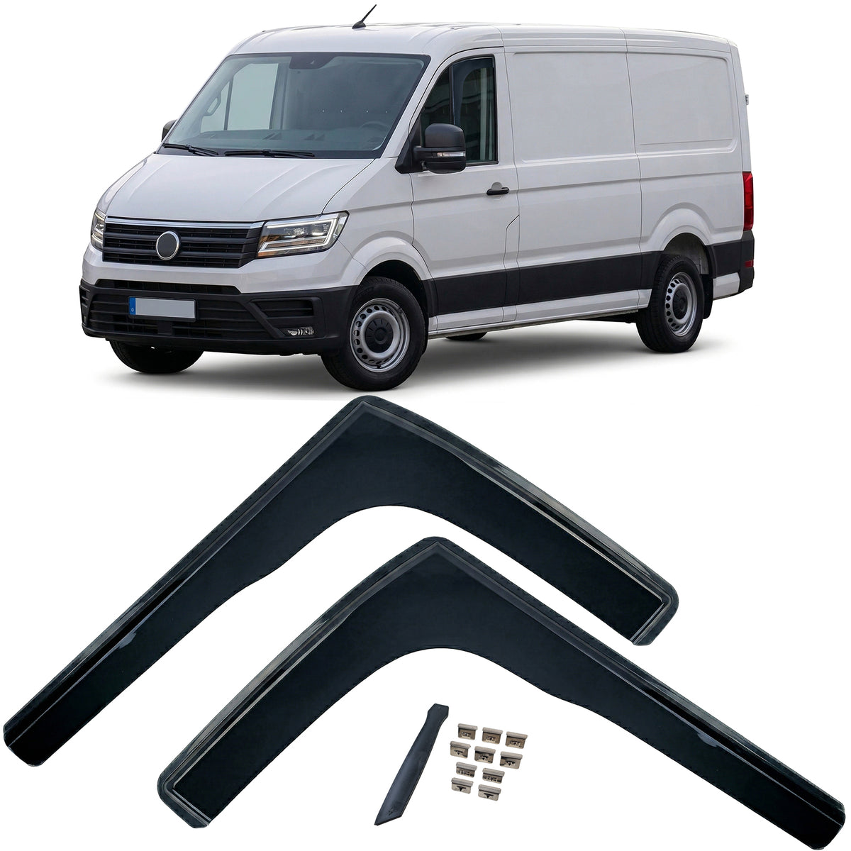 Deflettori Aria 2 Pezzi Neri per Volkswagen Crafter 2. Generation dal 2017