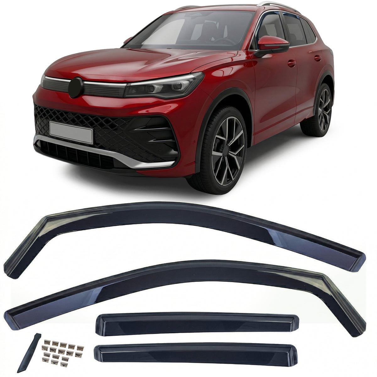 Deflettori Aria 2 Pezzi Neri per Volkswagen Tiguan 3 (2024) con Montaggio Facile