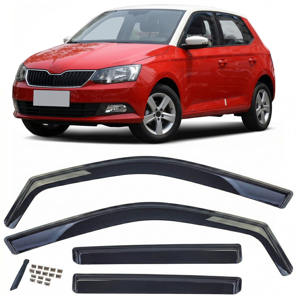 Deflettori Aria 2 Pezzi Neri per Skoda Fabia 2014-2021, Montaggio Facile