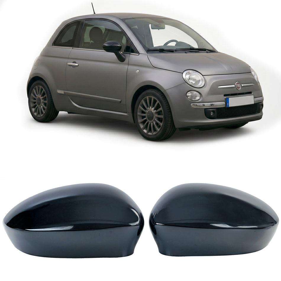 Copertura Specchietti Nero Lucido per Fiat 500 2007-2020, Abarth 500, 500C