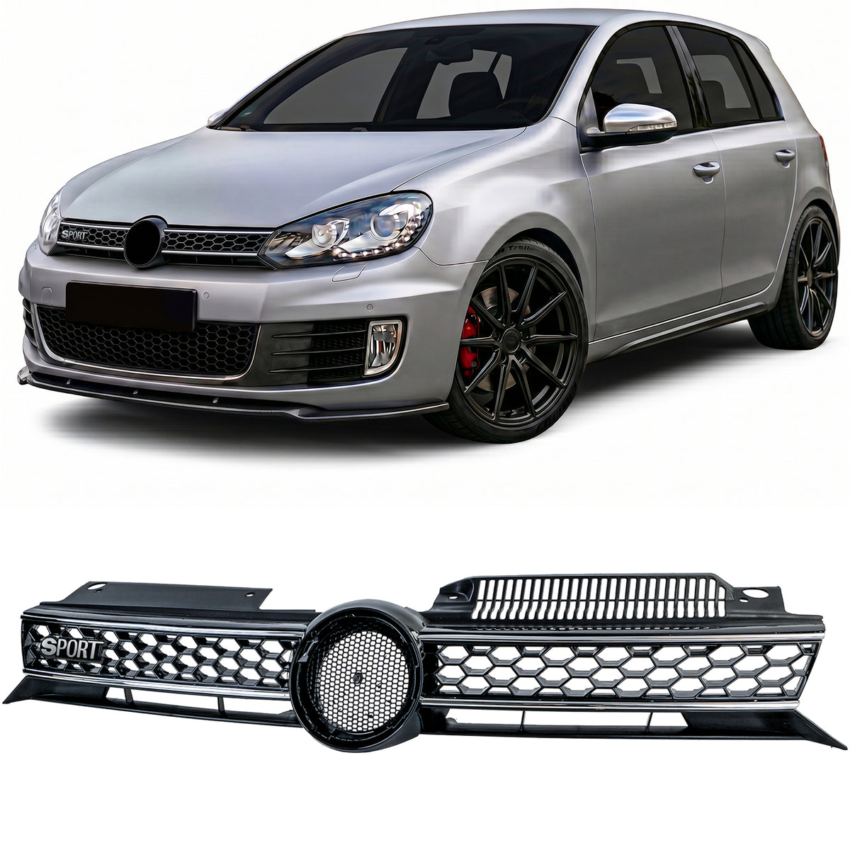 Griglia Sportiva Nera Lucida con Dettagli Cromati per Volkswagen Golf 6 GTI