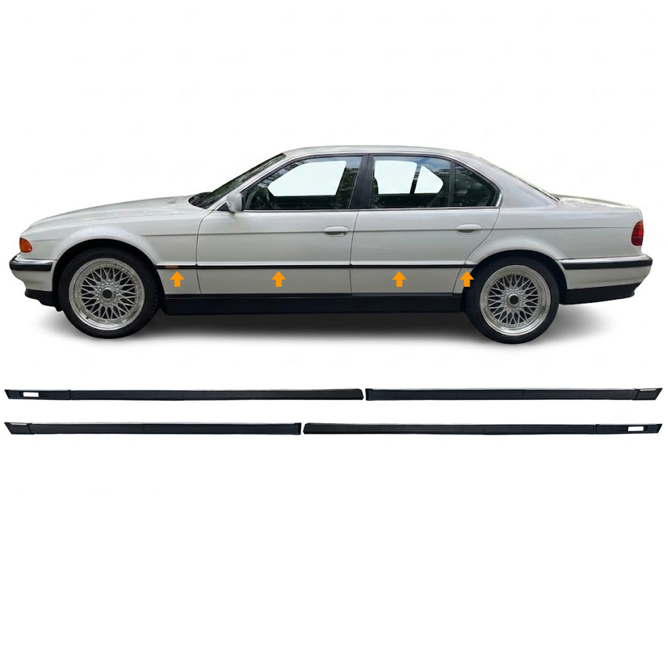 Modanature Set 8 Pezzi per BMW Serie 7 E38 (1994-2001) in Nero Originale