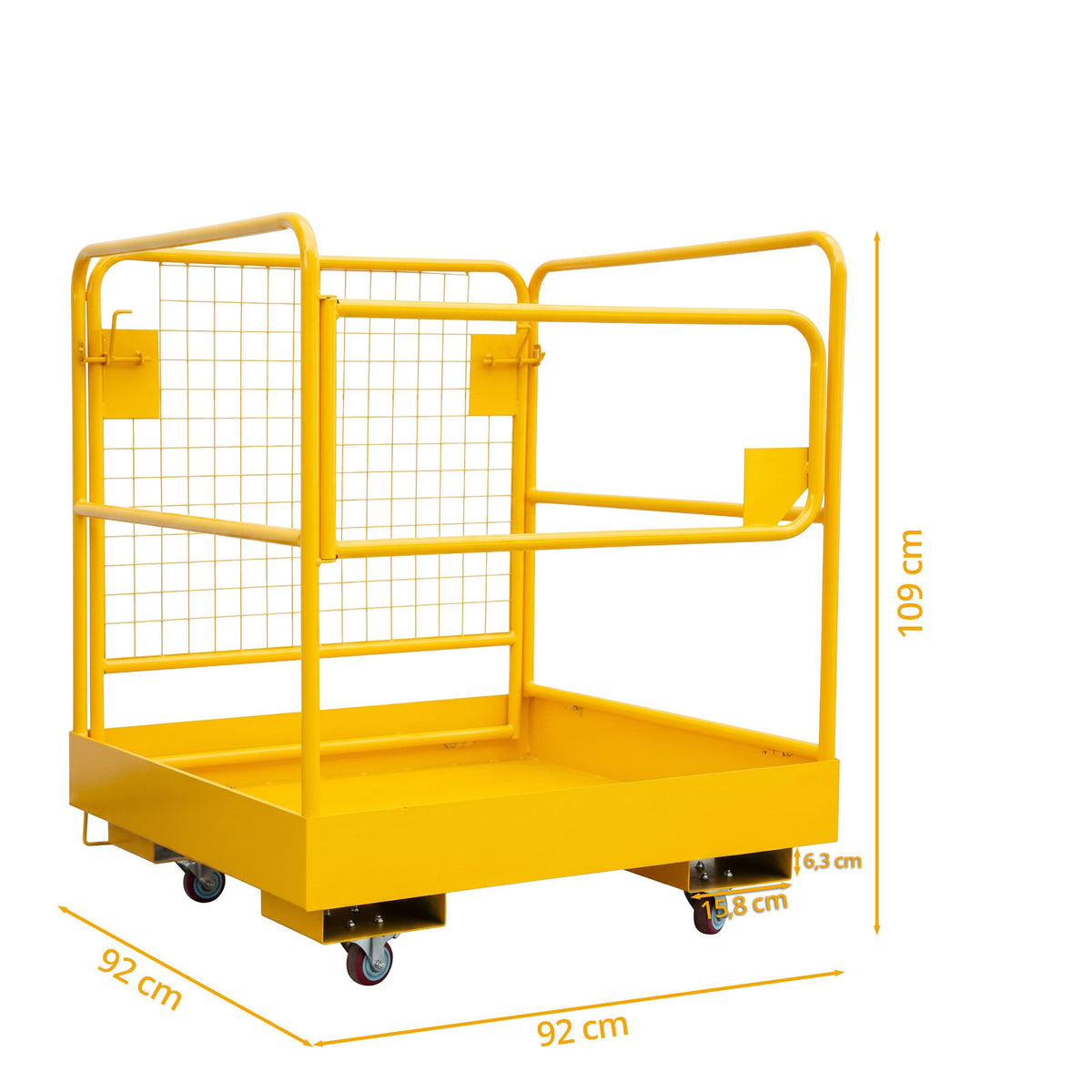 Arbeitskorb Sicurezza Piattaforma per Carrello Elevatore 92x92cm Giallo
