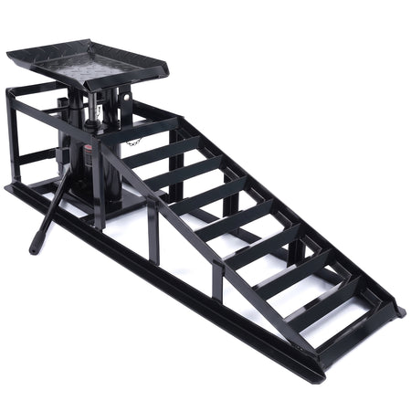 Auffahrrampen Set con Sollevatore Fino a 3000kg Nero a 240mm di Larghezza