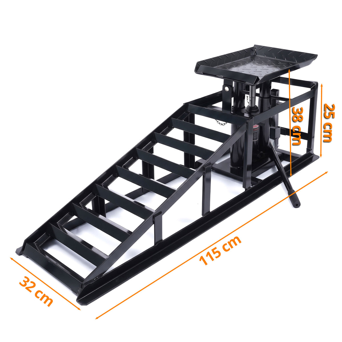Auffahrrampen Set con Sollevatore Fino a 3000kg Nero a 240mm di Larghezza