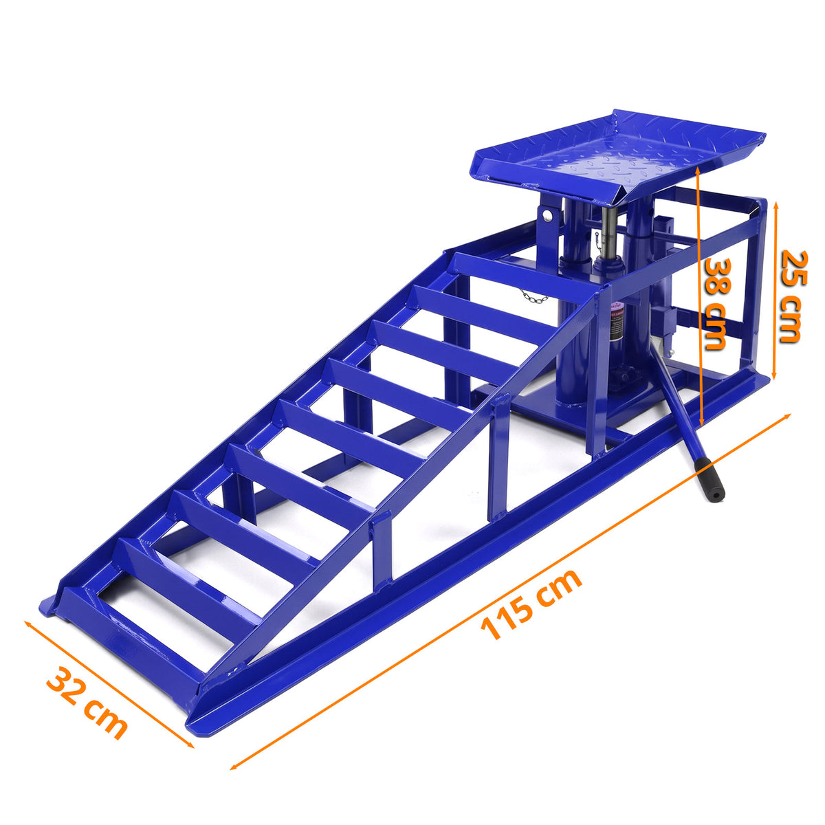 Auffahrrampen Set con Sollevatore Fino a 3000kg Blu a 240mm di Larghezza