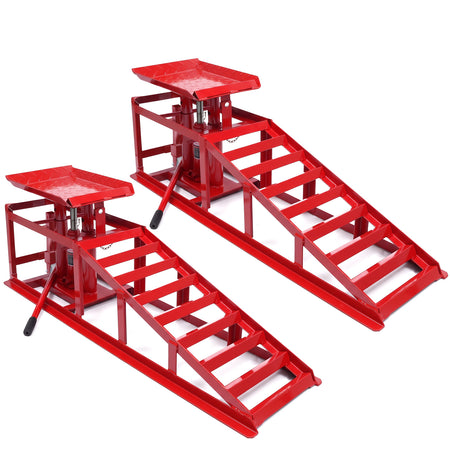 Auffahrrampen Set con Sollevatore Fino a 3000kg Rosso a 240mm di Larghezza Gomme