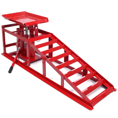 Auffahrrampen Set con Sollevatore Fino a 3000kg Rosso a 240mm di Larghezza Gomme