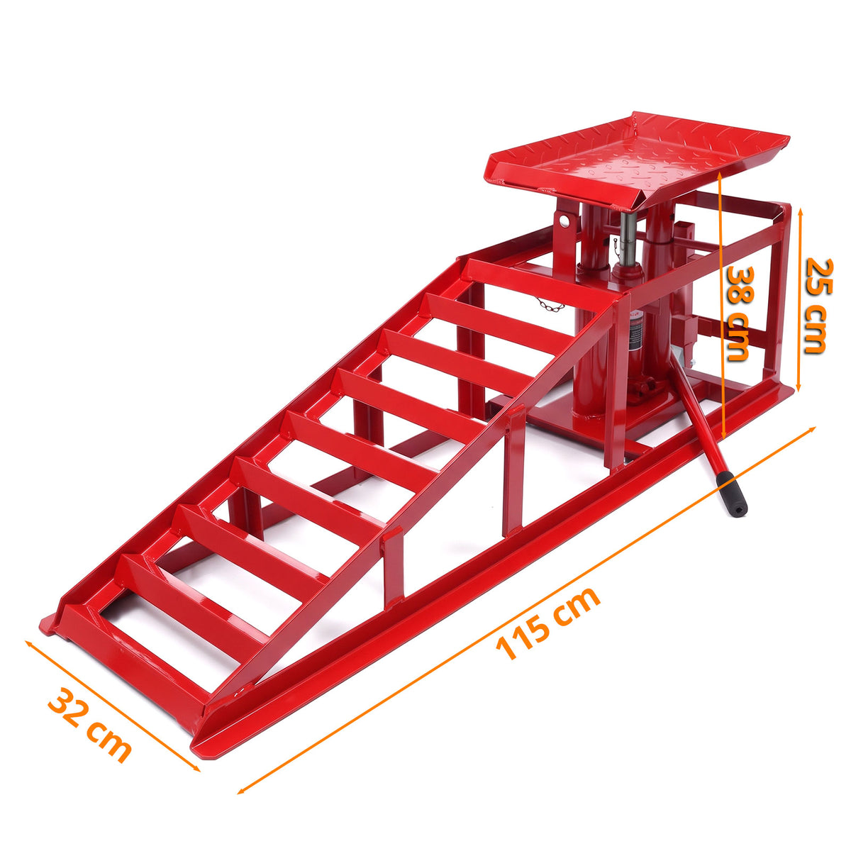 Auffahrrampen Set con Sollevatore Fino a 3000kg Rosso a 240mm di Larghezza Gomme