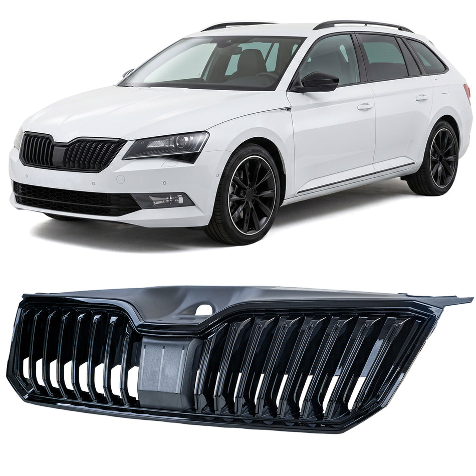 Griglia Anteriore Nera Lucida per Skoda Superb 3V (2015-2019) Sostituzione