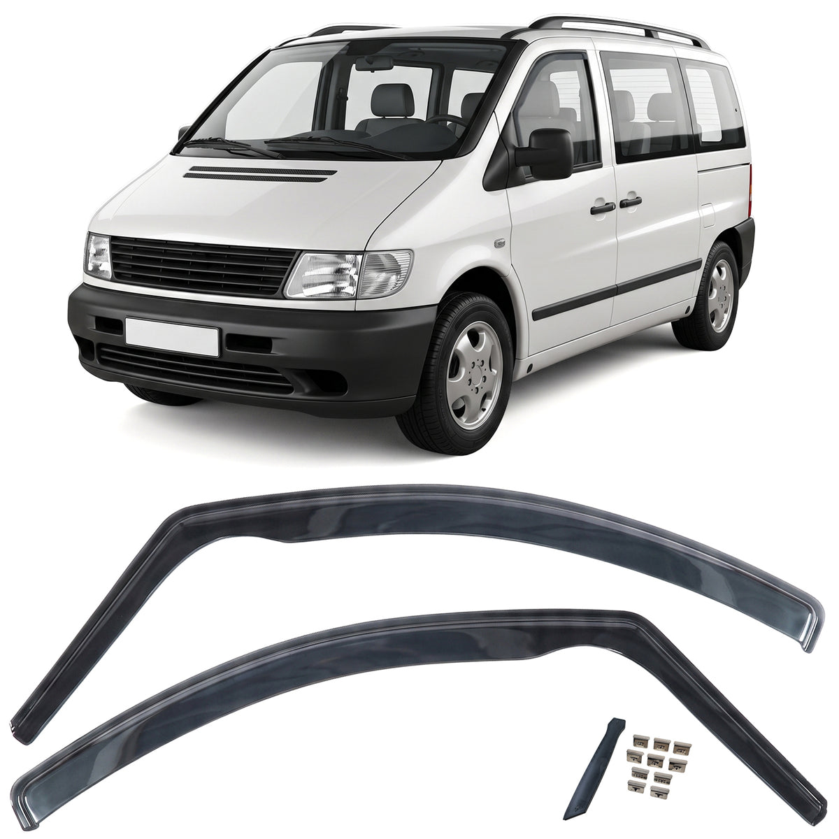Deflettori Aria 2 Pezzi Neri per Mercedes Vito Viano W639 2003-2013
