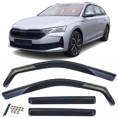 Deflettori Aria 4 Pezzi Neri per Skoda Octavia Touring dal 2024, Montaggio
