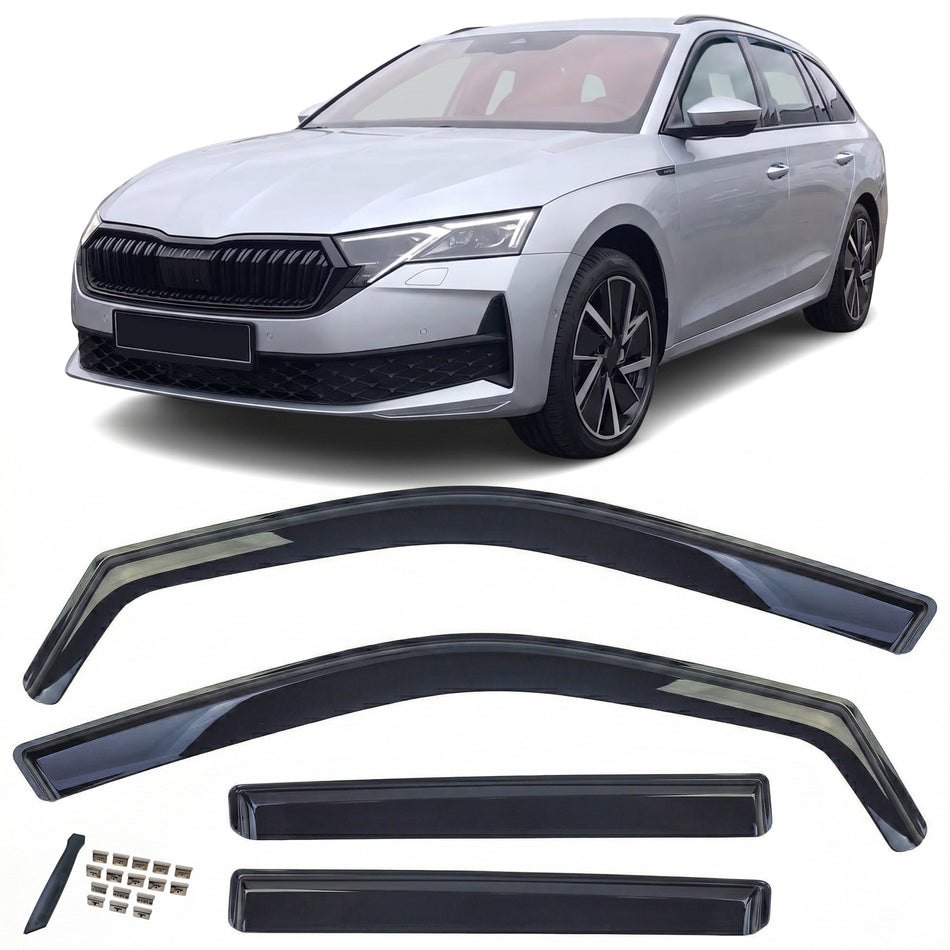Deflettori Aria 4 Pezzi Neri per Skoda Octavia Touring dal 2024, Montaggio