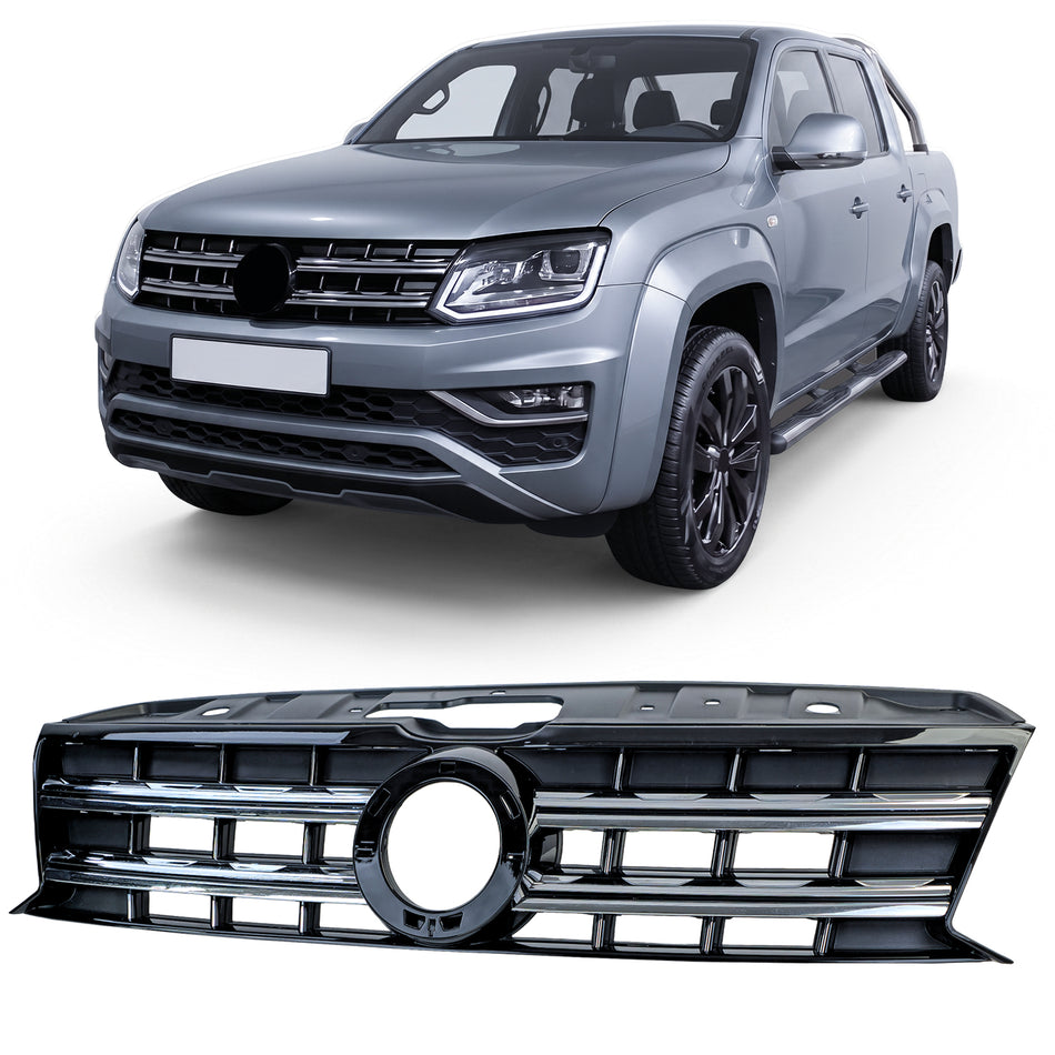 Griglia Anteriore Nera con Doppie Cromature per Volkswagen Amarok I 2010-2022