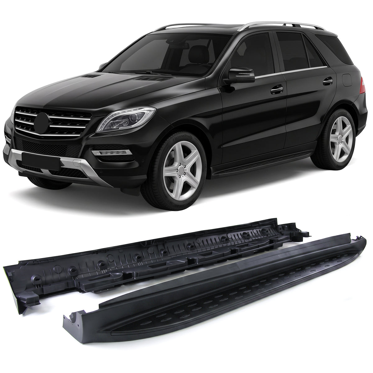 Pedane Laterali in Alluminio Nero Edition con ABE per Mercedes ML W166 11-15