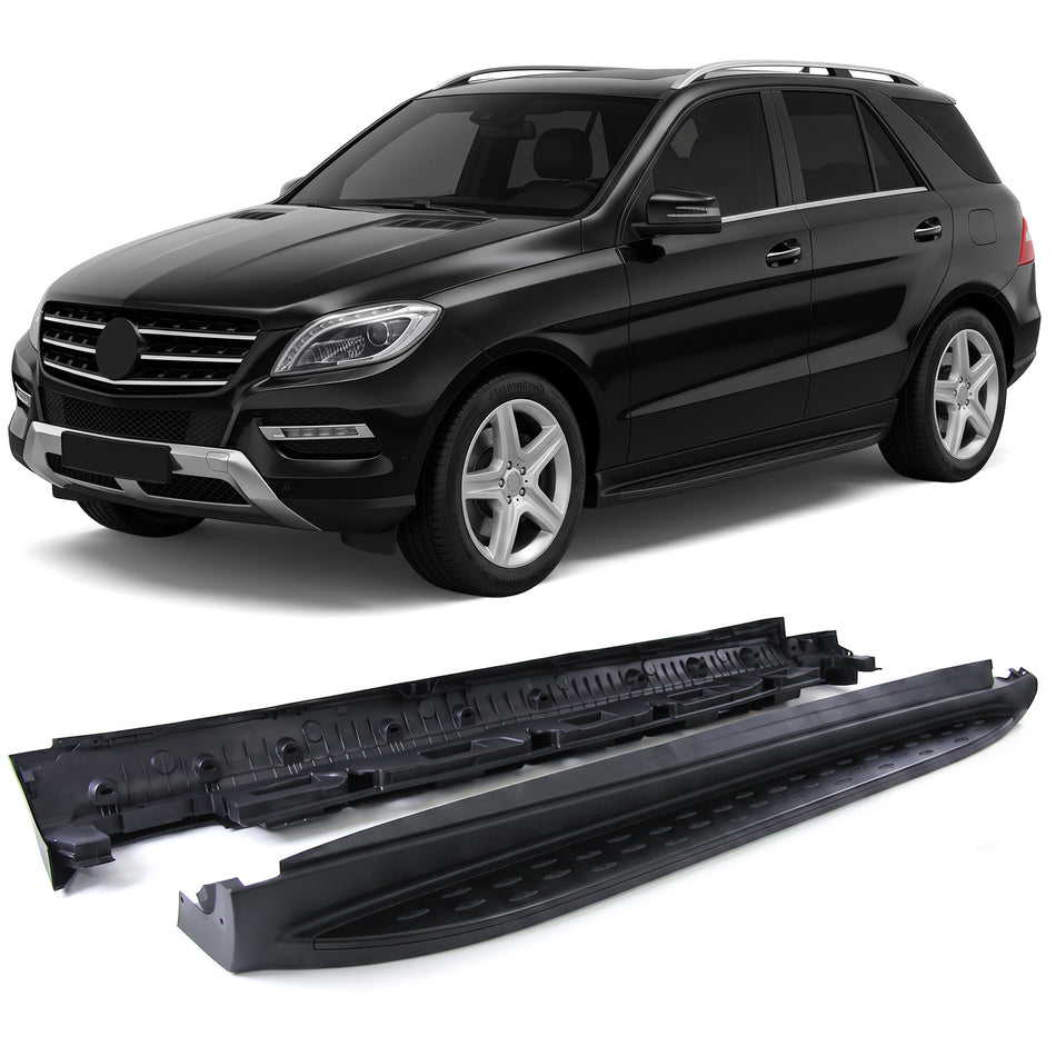 Pedane Laterali in Alluminio Nero Edition con ABE per Mercedes ML W166 11-15