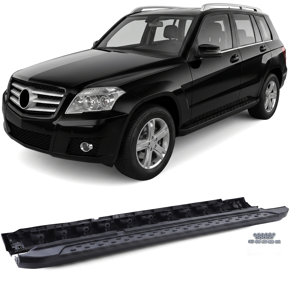 Pedane Laterali in Alluminio Nero Edition con ABE per Mercedes GLK X204 08-15