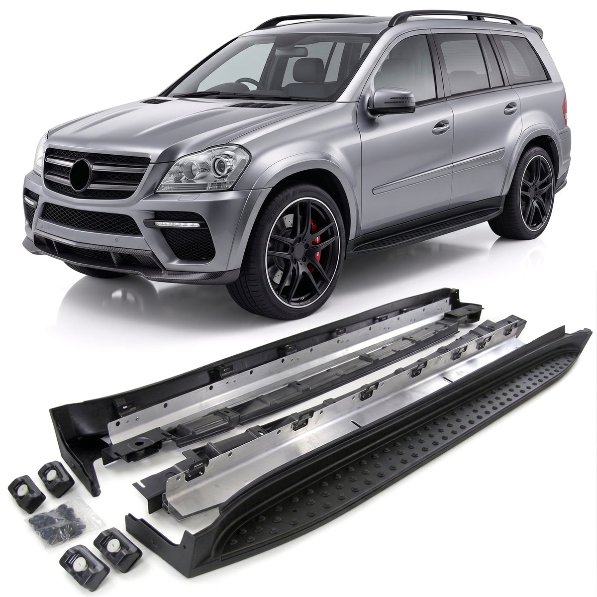 Pedane Laterali in Alluminio Nero Edition con ABE per Mercedes GL X164 2006-2012