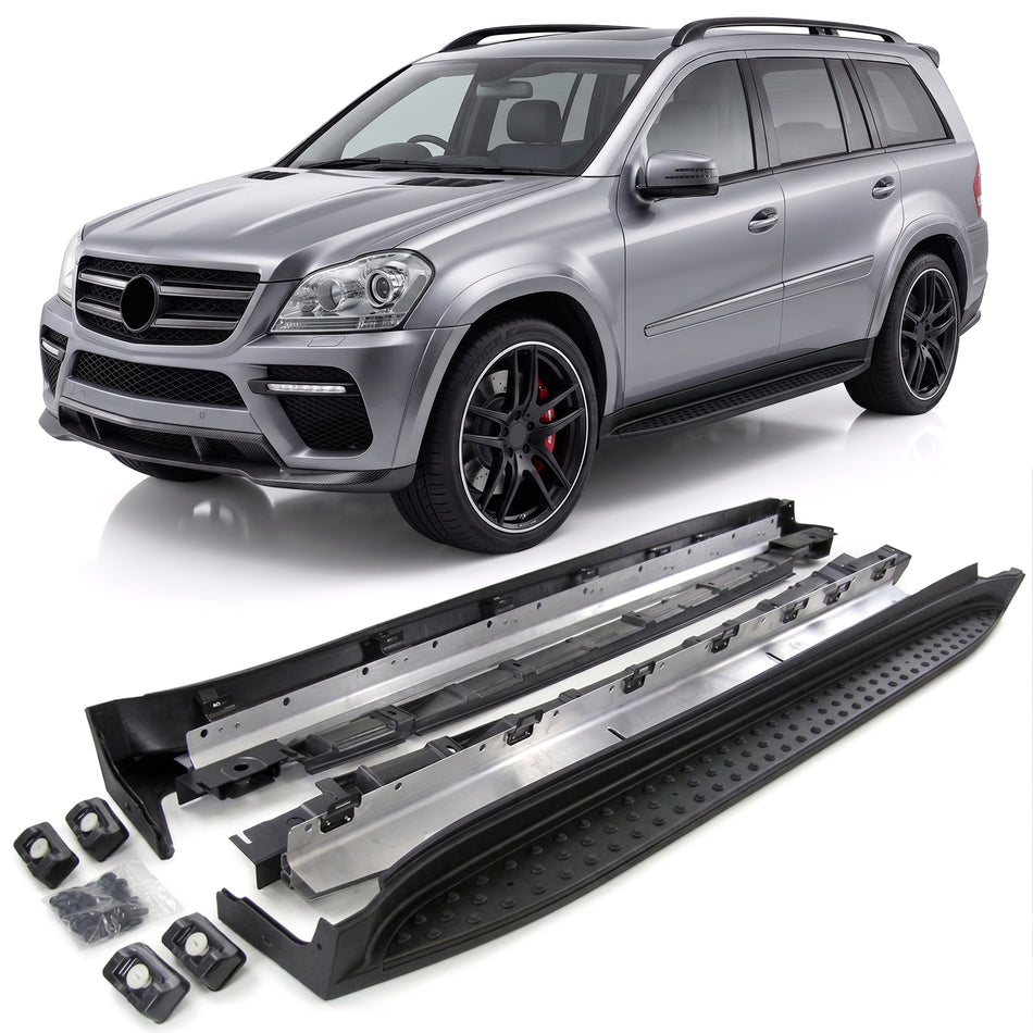 Pedane Laterali in Alluminio Nero Edition con ABE per Mercedes GL X164 2006-2012