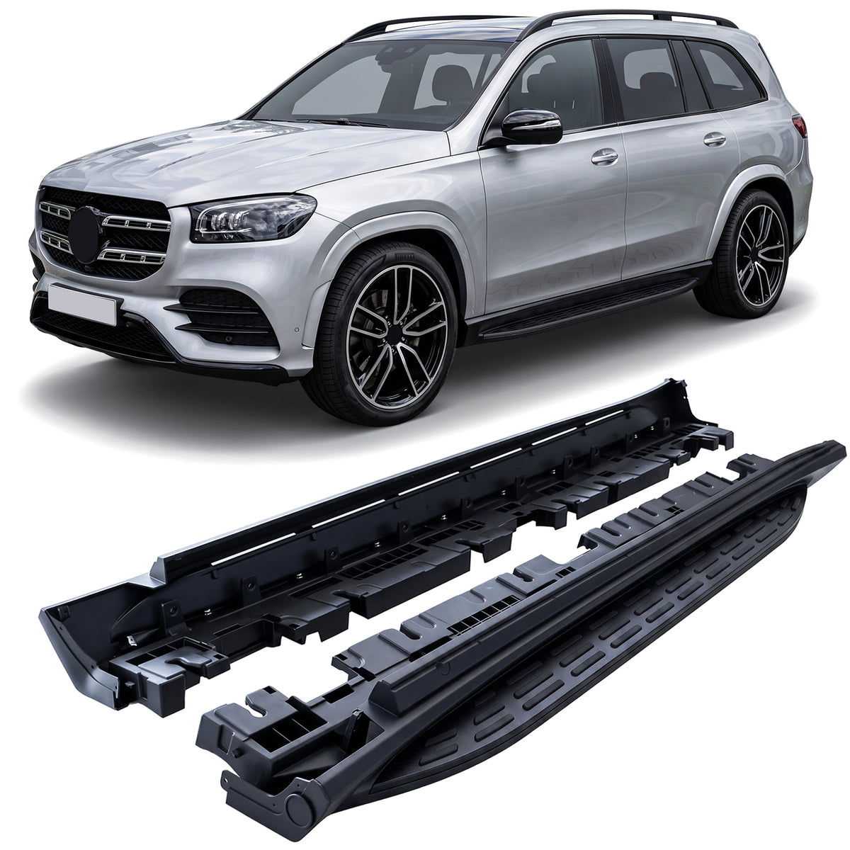 Pedane Laterali in Alluminio Nero Edition con ABE per Mercedes GLS X167
