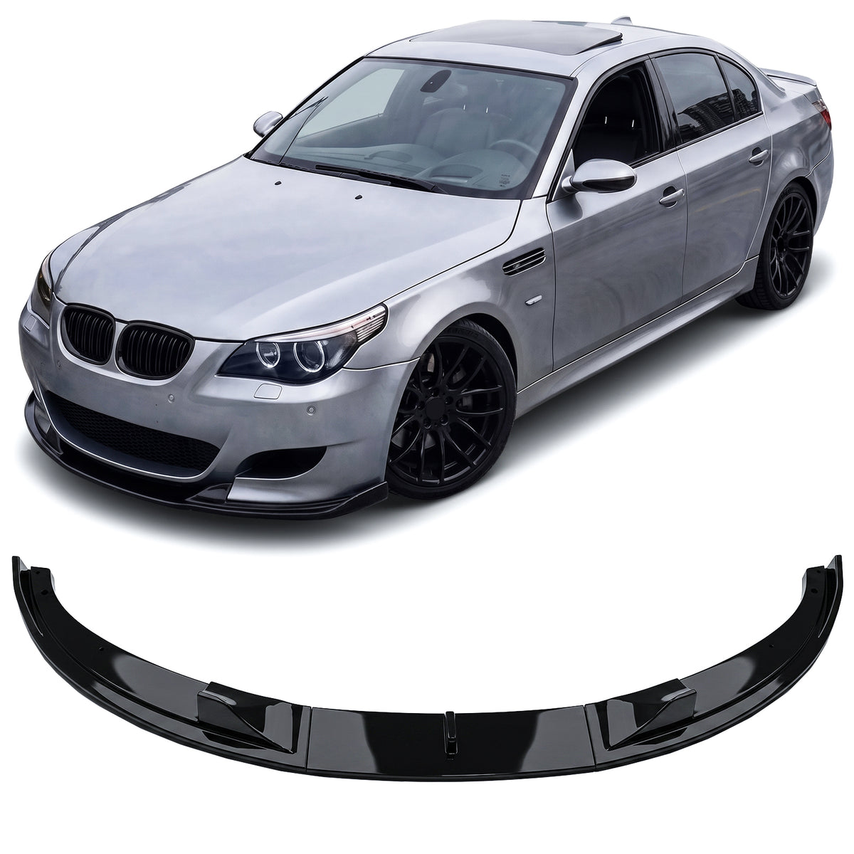 Spoiler Anteriore Nero Lucido per BMW Serie 5 E60 E61 (2005-2010) M-Paraurti
