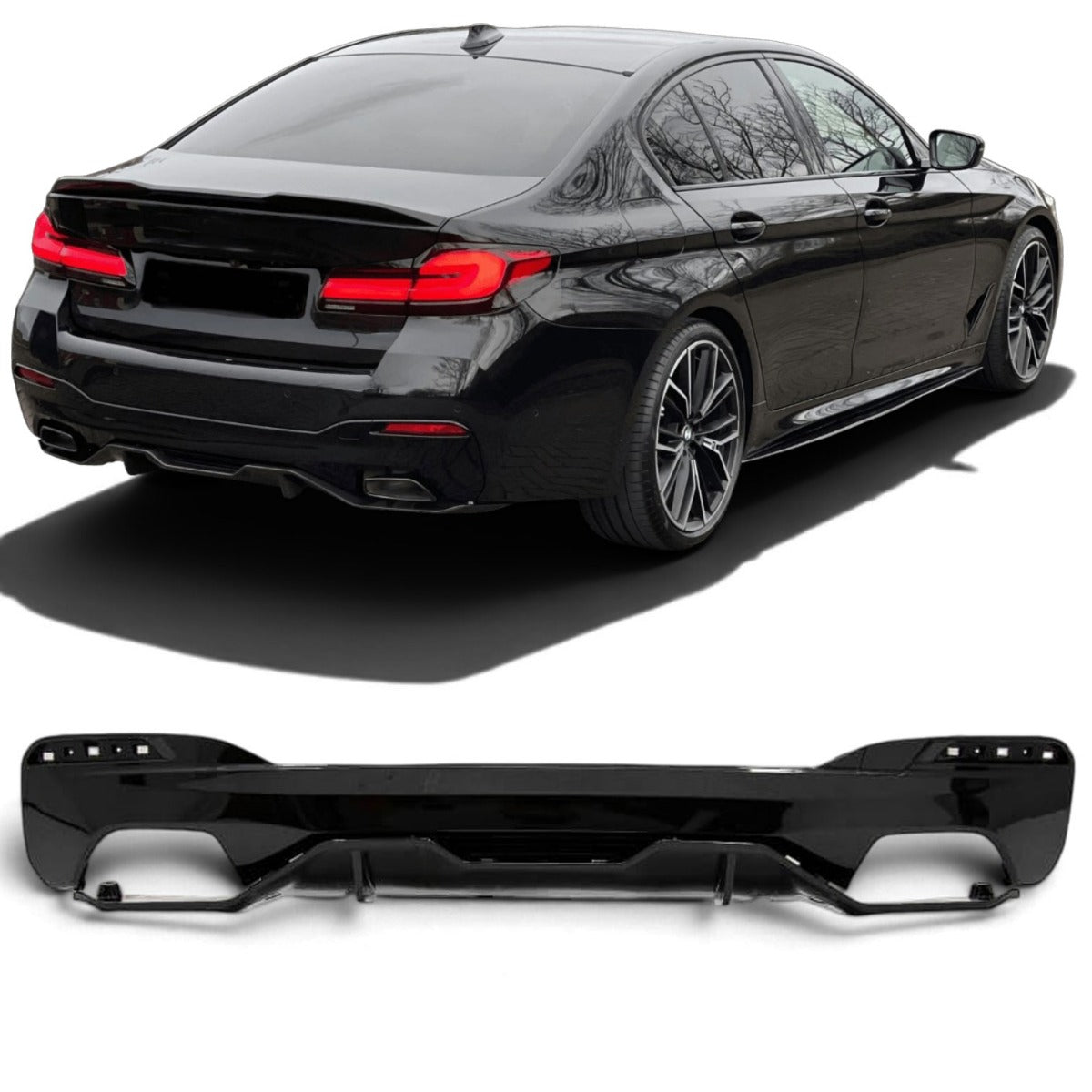 Diffusore Posteriore Nero Lucido per BMW Serie 5 G30 G31 2017-2024