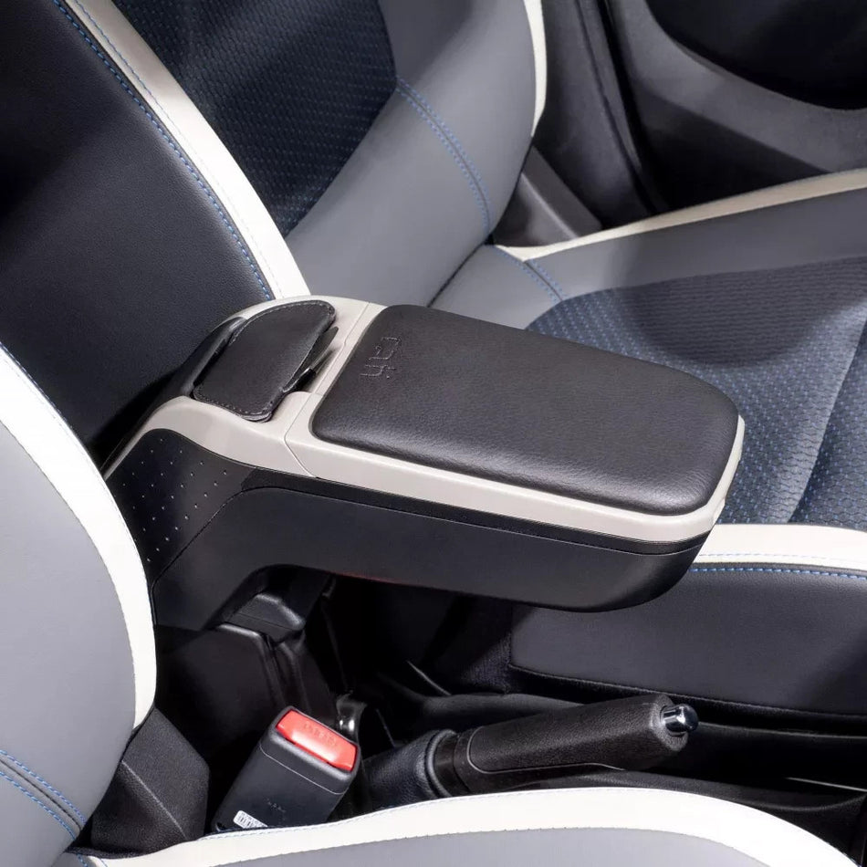 RATI Bracciolo PREMIUM "SUPER COMFORT" Eco PELLE per FIAT 500X (2015-2024) Nero-Grigio